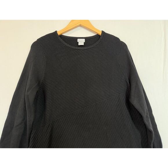 Chicos Asymmetrical Ribbed Knit Tunic Sweater Womens Size 2 US Large Black - Picture 3 of 11